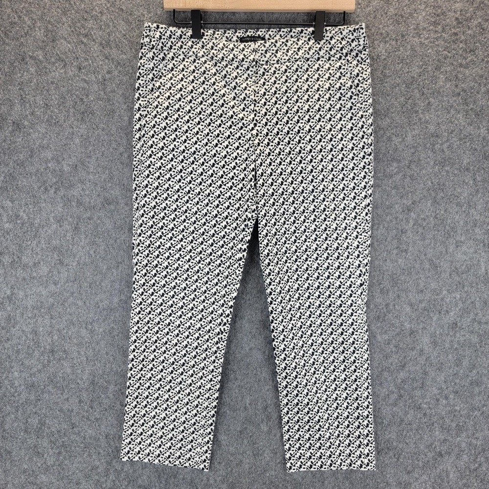 Audrey & Celine Pants Womens 8 Black‎ White Skinny Stretch Ankle Crop